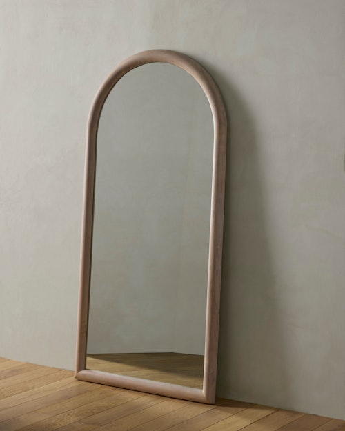 Echo Arched Acacia Wood Floor Mirror