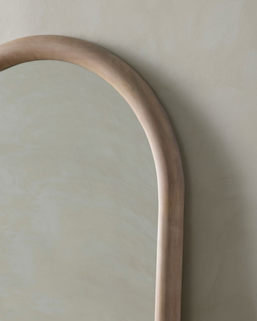Echo Arched Acacia Wood Floor Mirror
