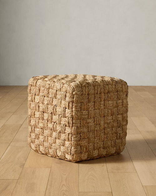 Woven Jute Cube Ottoman