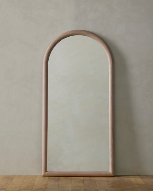 Echo Arched Acacia Wood Floor Mirror