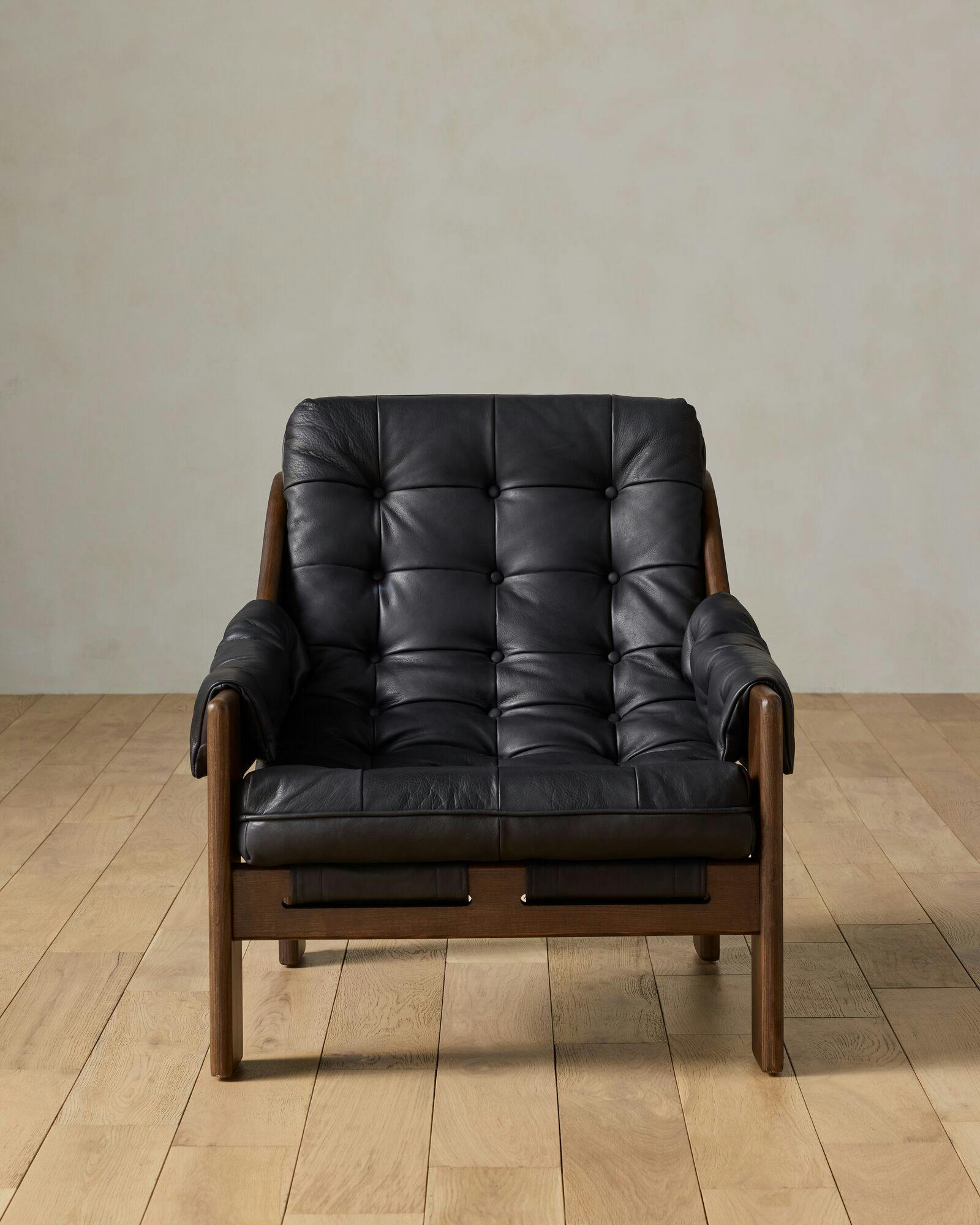 Heston Sling Chair - Burnett Black Leather | Stylish & Bold