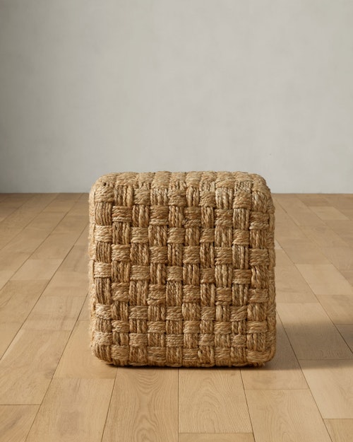 Woven Jute Cube Ottoman