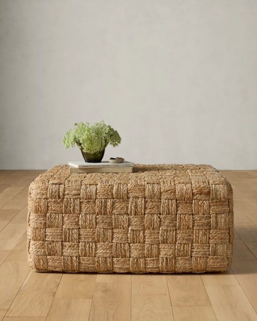 Woven Jute Cocktail Ottoman